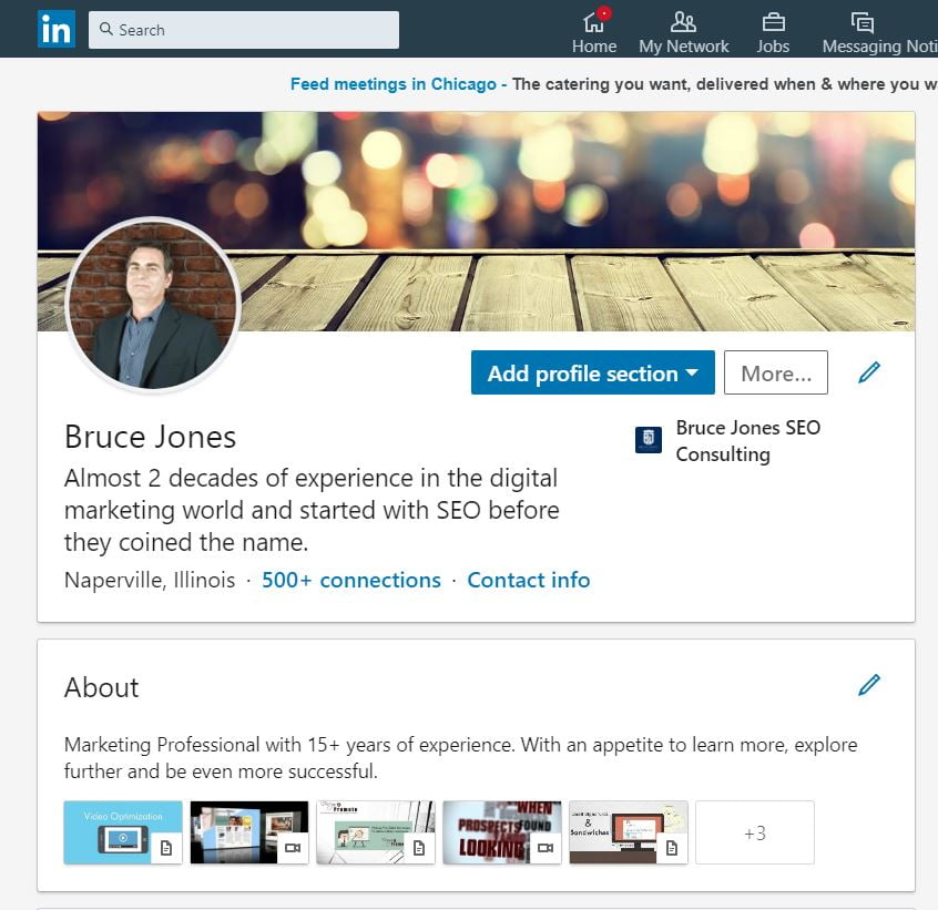 Linkedin Profile screen grab