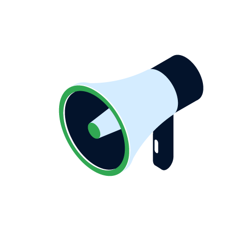 Citation building icon represented by a megaphone illustration