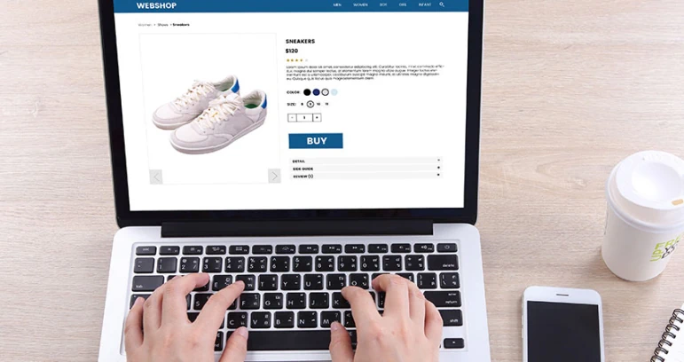 woman buying sneakers on ecommerce website