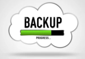 A cloud with the words backup progress for backup monitoring