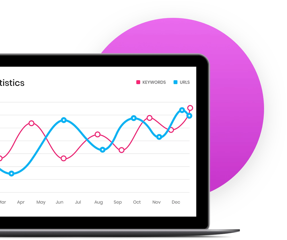 A graph on laptop showing surfer SEO results