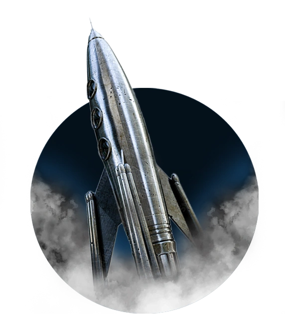 Metallic rocket taking off with smoke illustrating effective Seo for architects