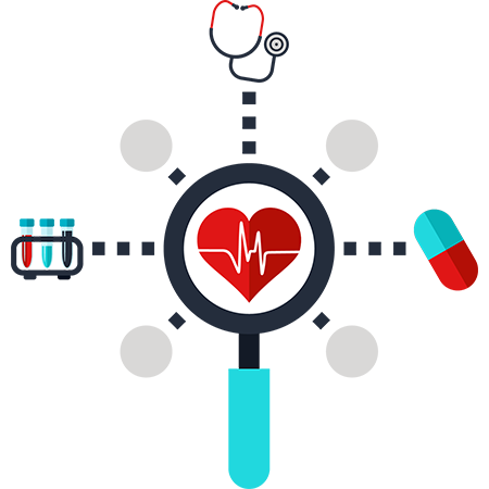 Graphic representation of healthcare elements representing SEO for doctors