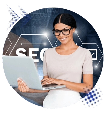 Woman typing on a laptop illustrating how SEO for doctors help connect with more patients online.