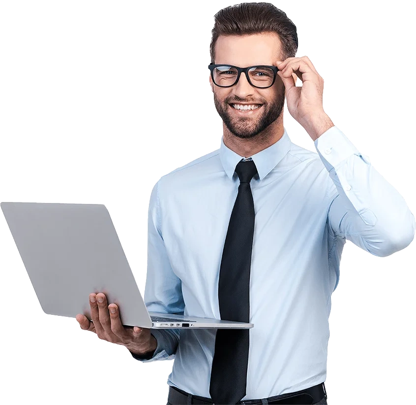Person holding a laptop providing SEO services Phoenix Individual with a laptop, representing the tech-savvy approach of SEO services in Phoenix.
