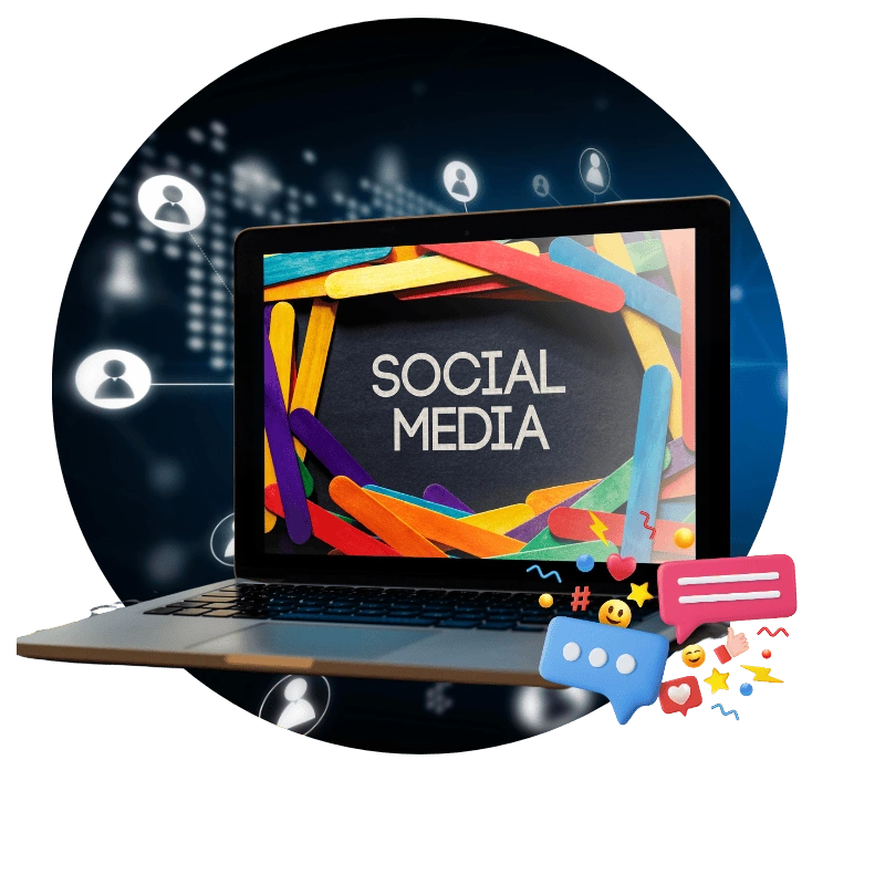 Social media displayed on a laptop representing social media marketing and social media management services