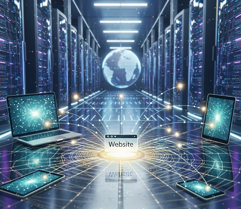 Futuristic data center with a digital globe, network lines, and screens symbolizing effective link building techniques