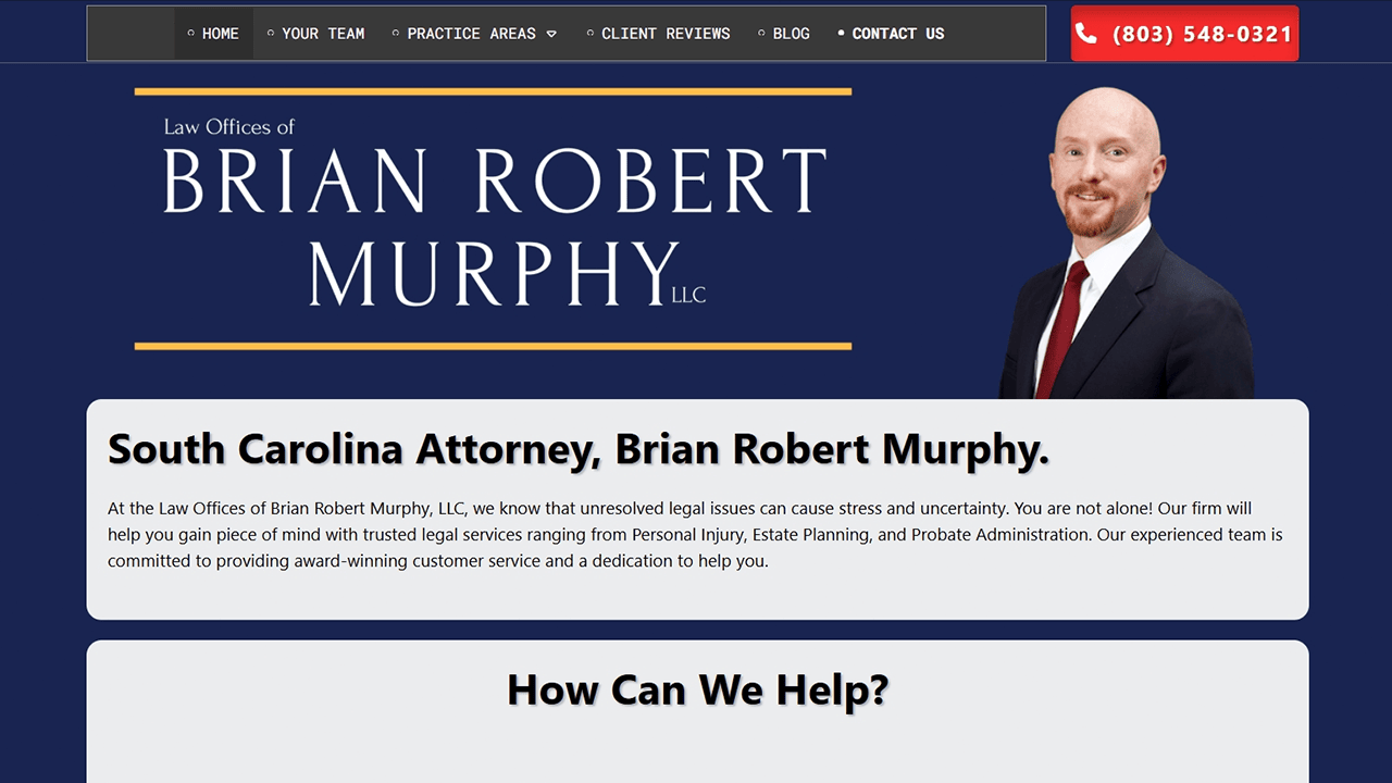 Sansbury Law Firm Webpage representing Bruce Jones Case Study For Sansbury Law Firm