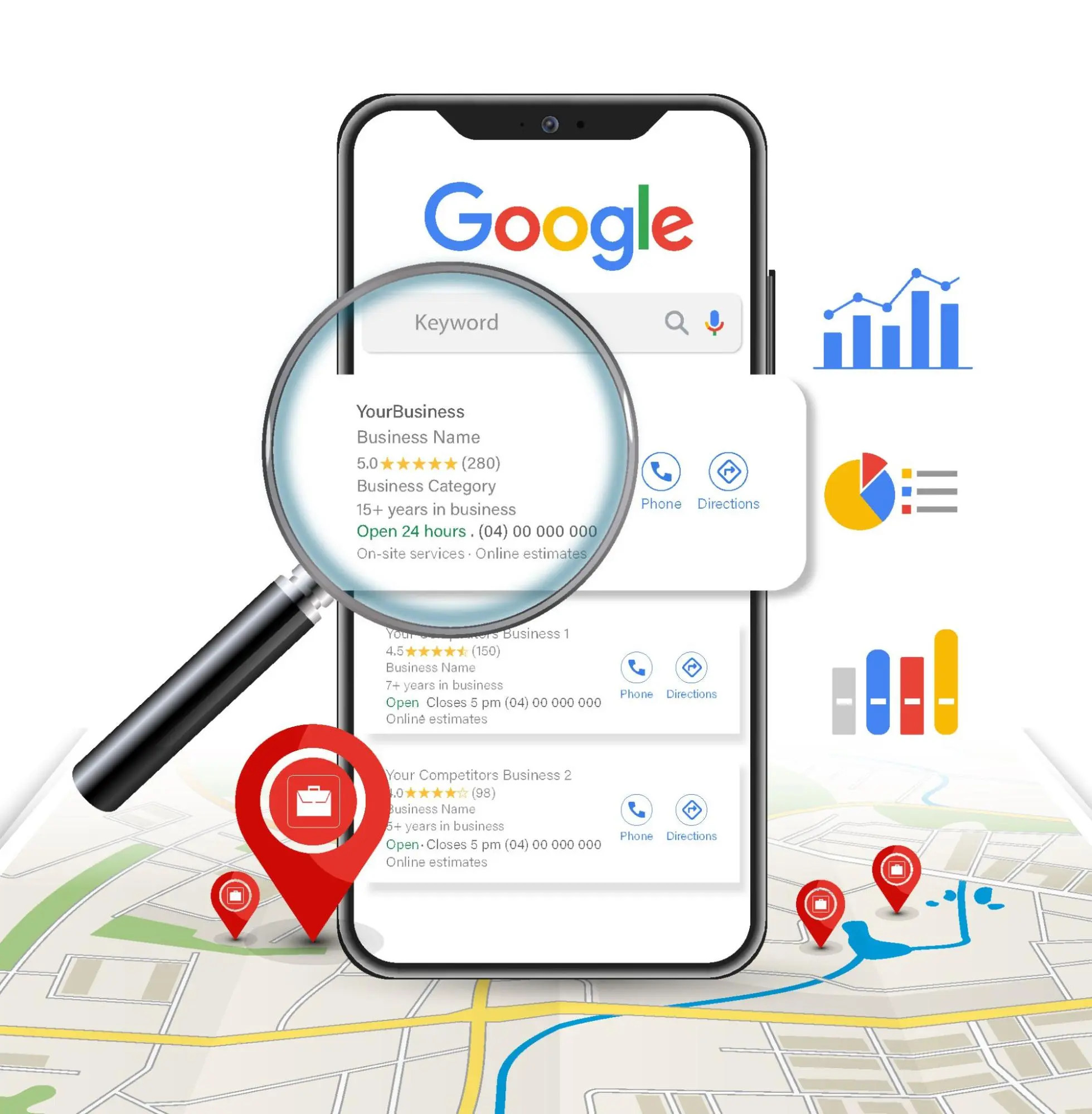Google PageSpeed Insights screenshot with a 90 score for SEO for insurance agents